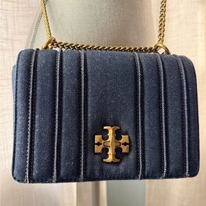Tory Burch dark denim cross body, like new condition.